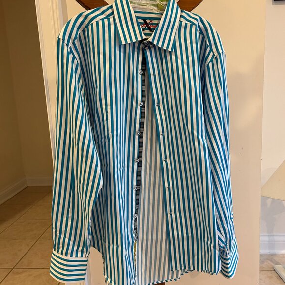 Robert Graham blue striped button down size XL - Picture 2 of 9